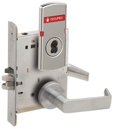 Schlage Grade 1 Entrance Office Mortise Lock, Schlage FSIC Less Core, 06 Lever, A Rose, Indicator with Text, L9050J 06A 626 L283-722